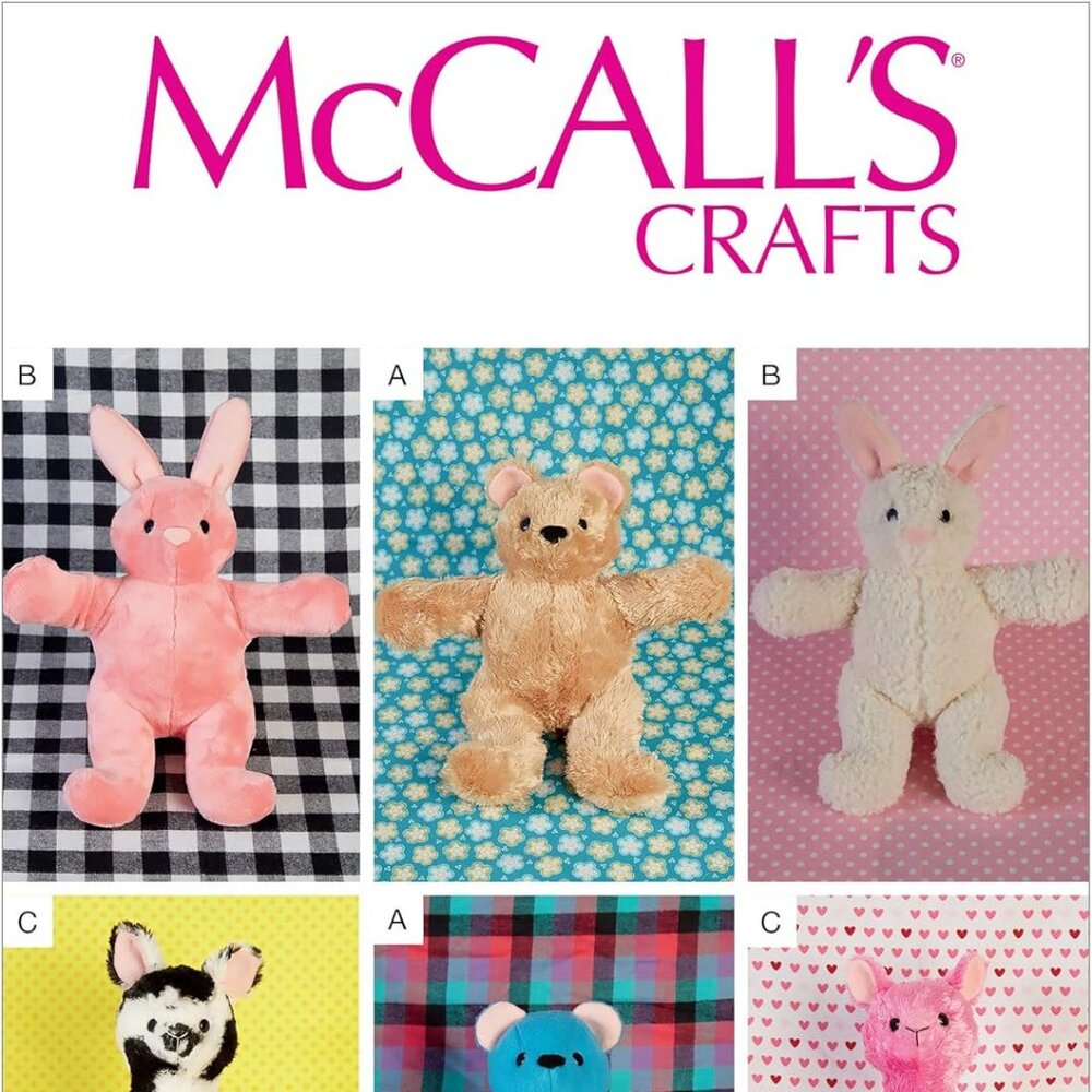 McCalls CRAFTS Pattern M7849 ~ Soft Stuffed Animal Toys ~ Bear ~ Llama ~ Rabbit